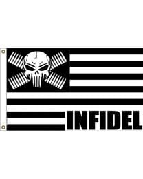 FLAG-INFEDEL SKULL & BULLETS