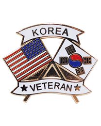 PIN-KOREA,VETERAN W/FLAGS