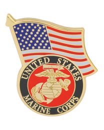 PIN-USMC LOGO,W/USA FLAG